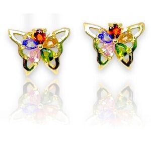 Multicolor buttery studs gold plated earrings